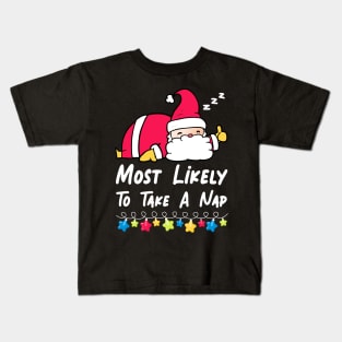 Most Likely To Take A Nap Matching Family Christmas Pajamas Kids T-Shirt